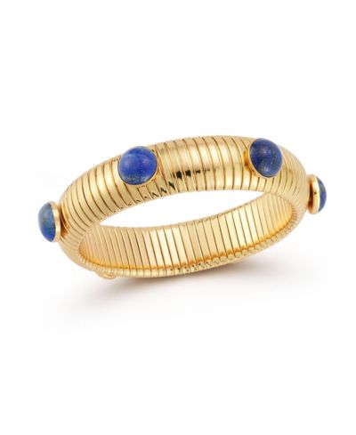 Rachel Zoe Plated Bold Tubogas Bangle Bracelet with Synthetic Lapis