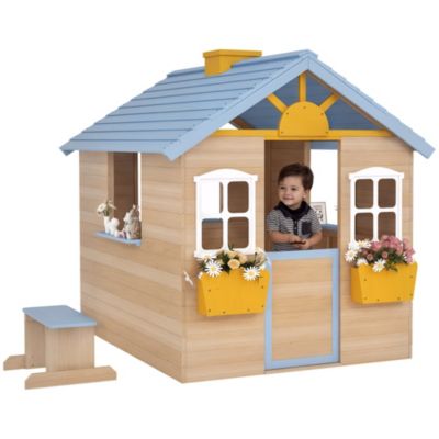 Outsunny Outdoor Wooden Playhouse, Ages 3+