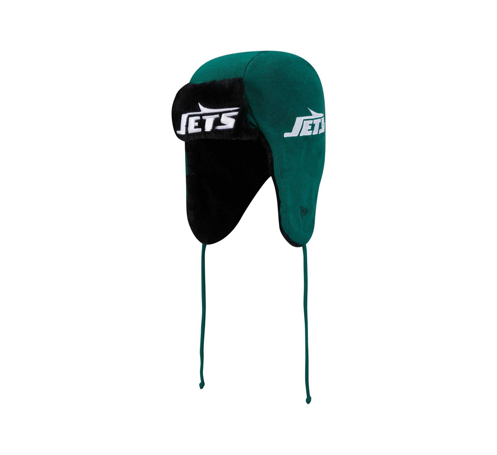 Вязаная шапка New Era Men's Green New York Jets Helmet Head Trapper