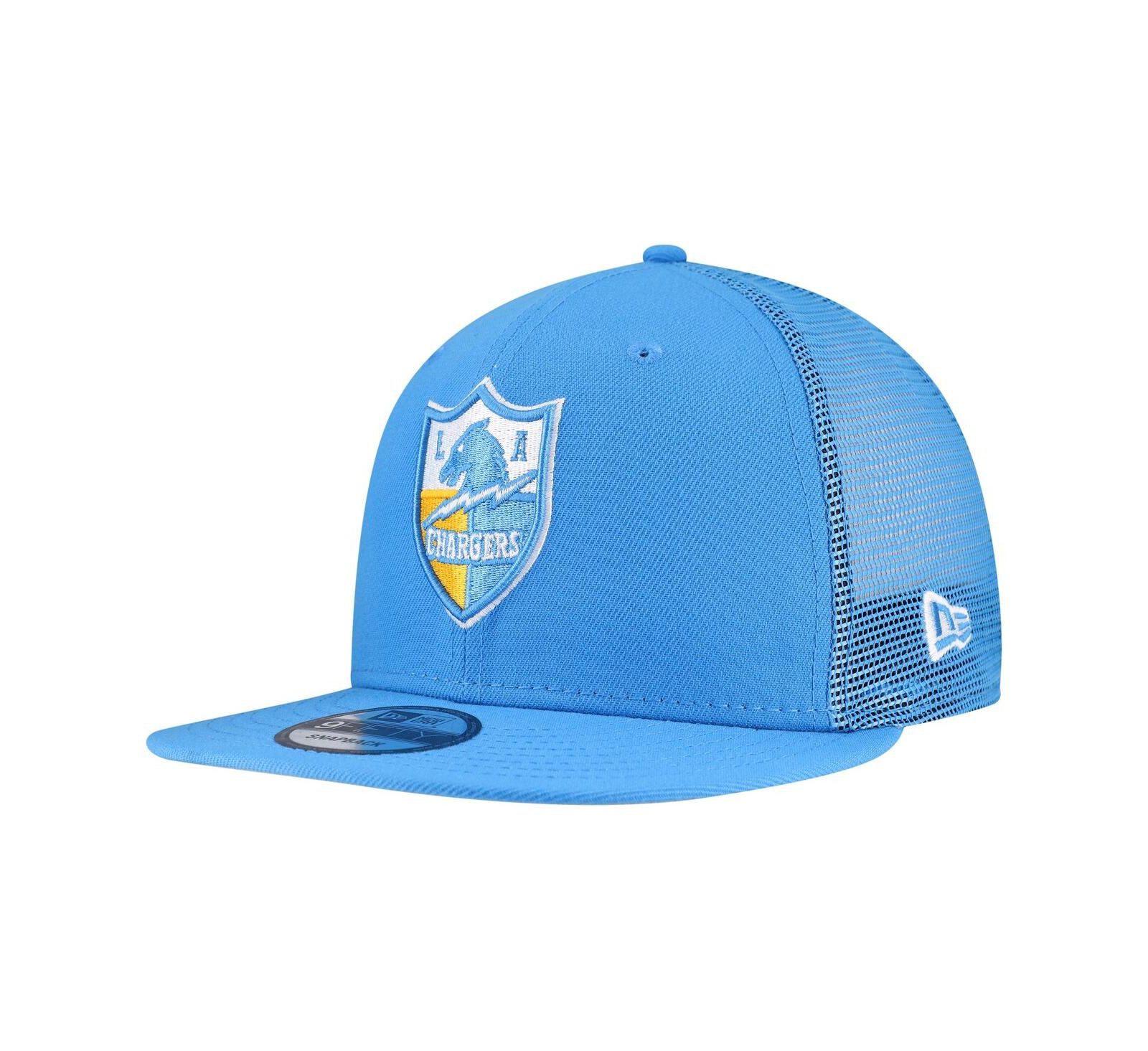 Кепка New Era Men's Powder Blue Los Angeles Chargers Throwback Main Trucker 9FIFTY Snapback