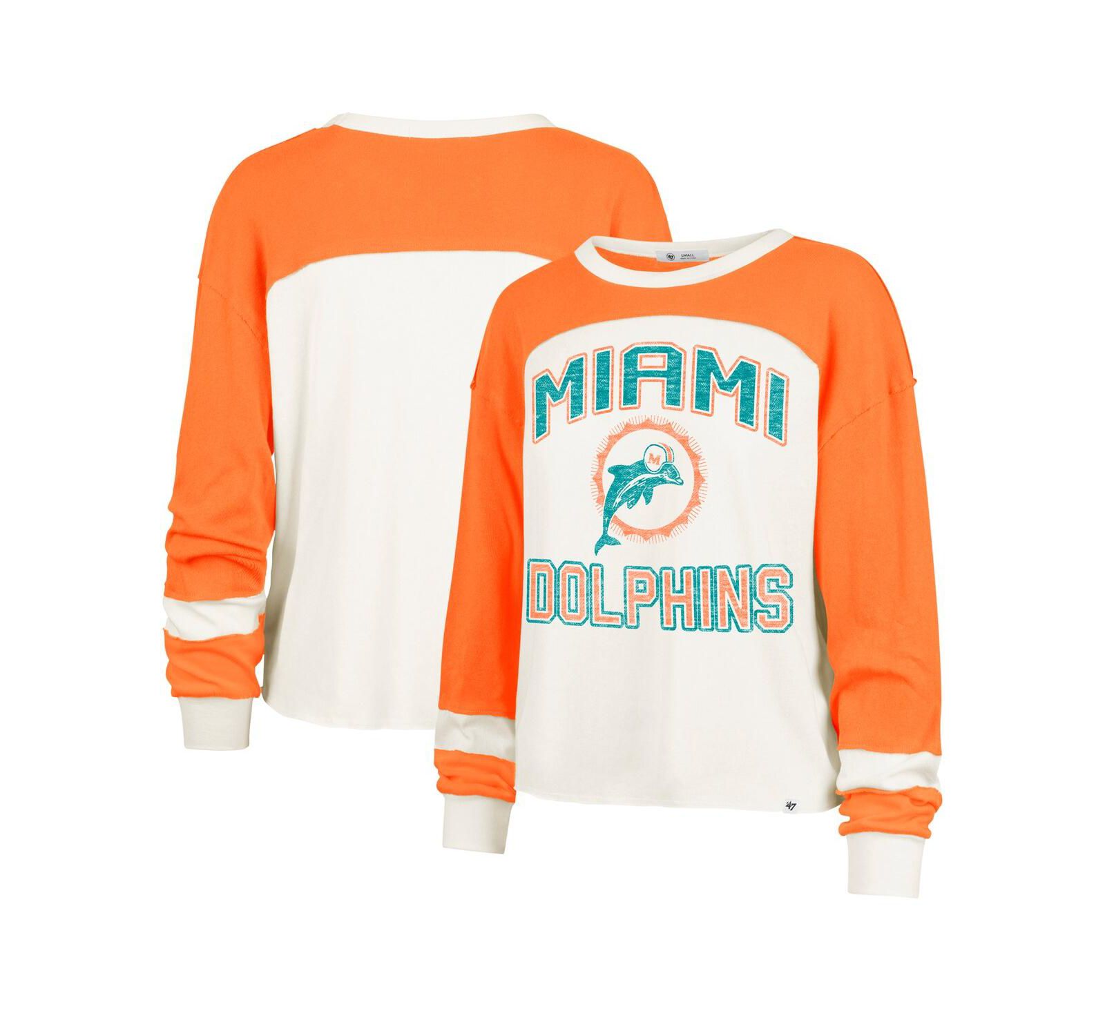 Женский укороченный лонгслив '47 Brand Miami Dolphins, кремовый