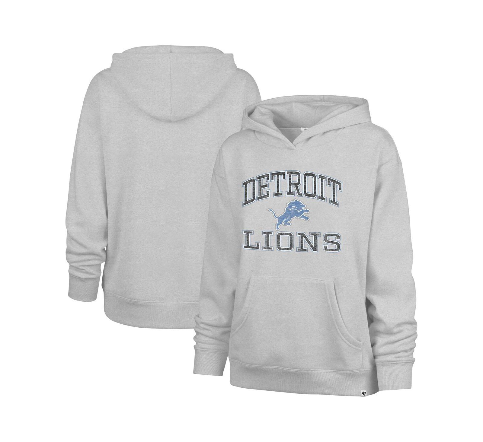 '47 Brand Women's Gray Detroit Lions Clarity Naomi Pullover Hoodie