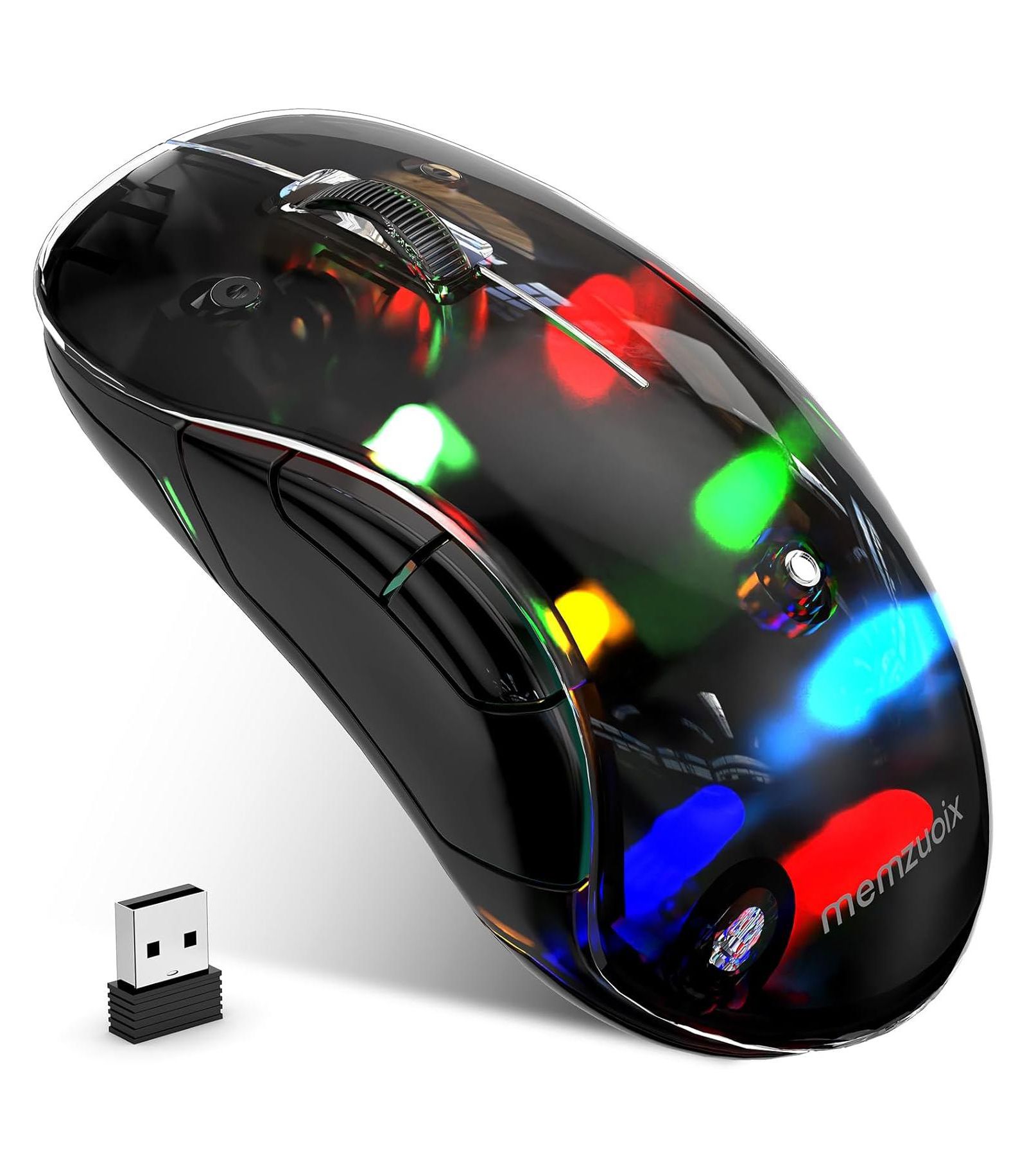 Беспроводная LED мышь memzuoix 2.4G, эргономичная перезаряжаемая с отсоединяемой крышкой, 1200 DPI, с USB приемником для ноутбука, ПК, настольного компьютера и MacBook, 5 кнопок
