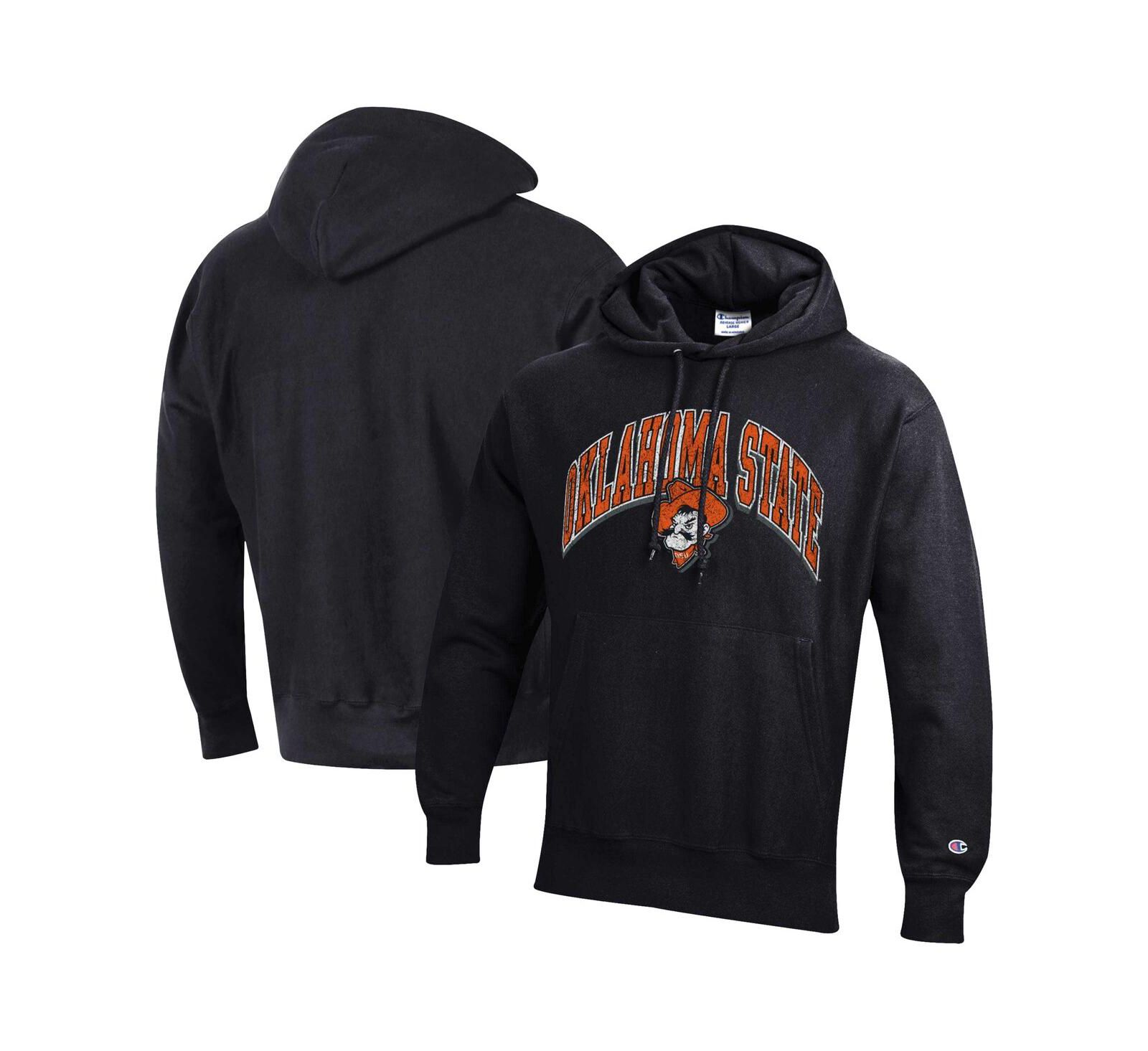 Муiglioскойordable худи Champion Black Oklahoma State Cowboys Vault Late Night Reverse Weave Pullover
