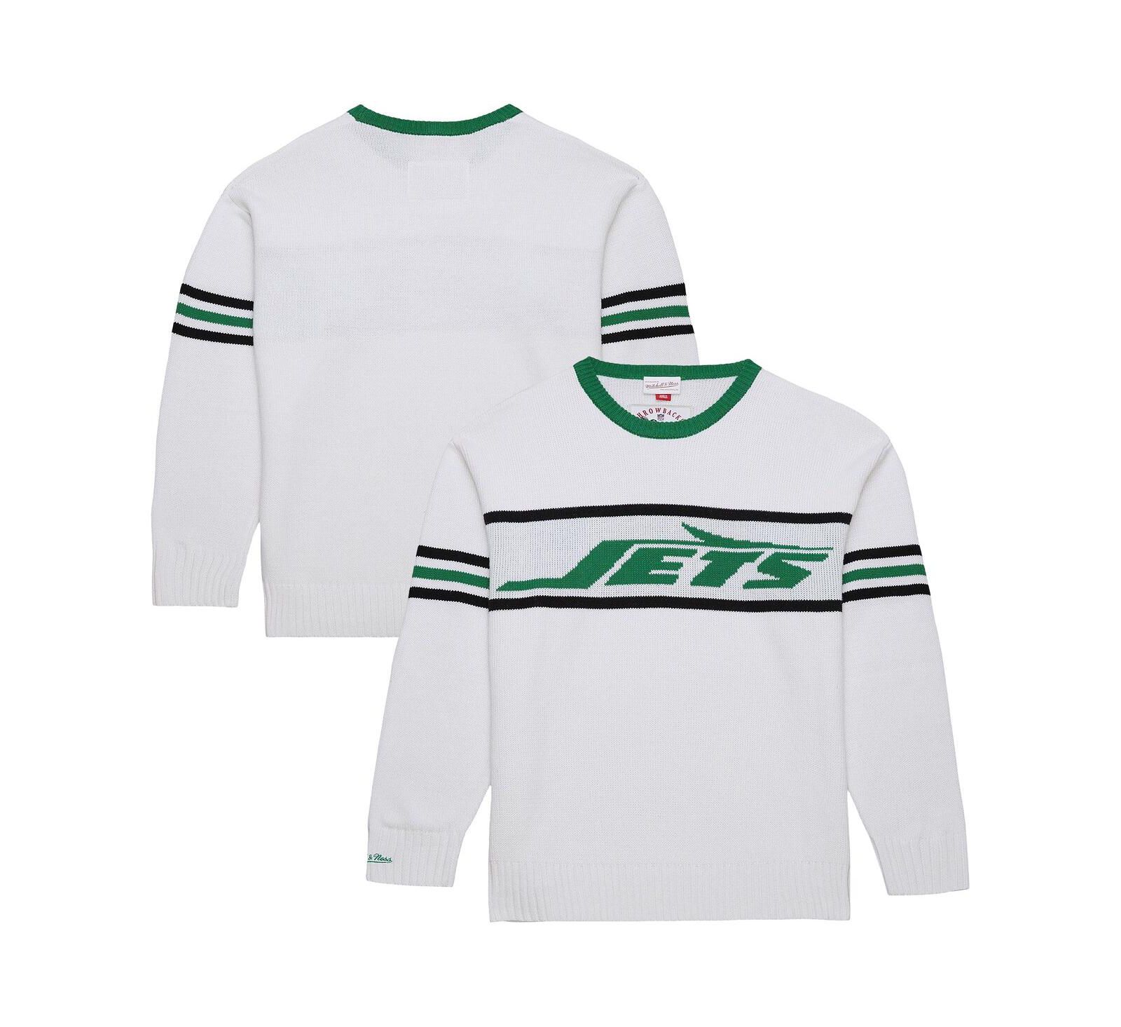 Мужской джемпер Mitchell & Ness White New York Jets Throwback 1984 Pullover