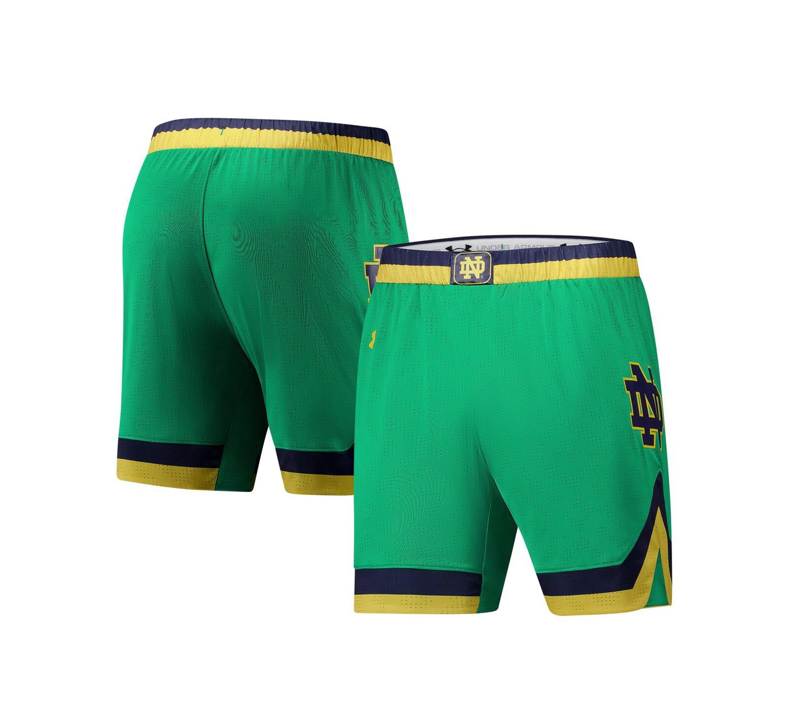 Under Armour Мужские баскетбольные шорты Notre Dame Fighting Irish, зеленые, реплика