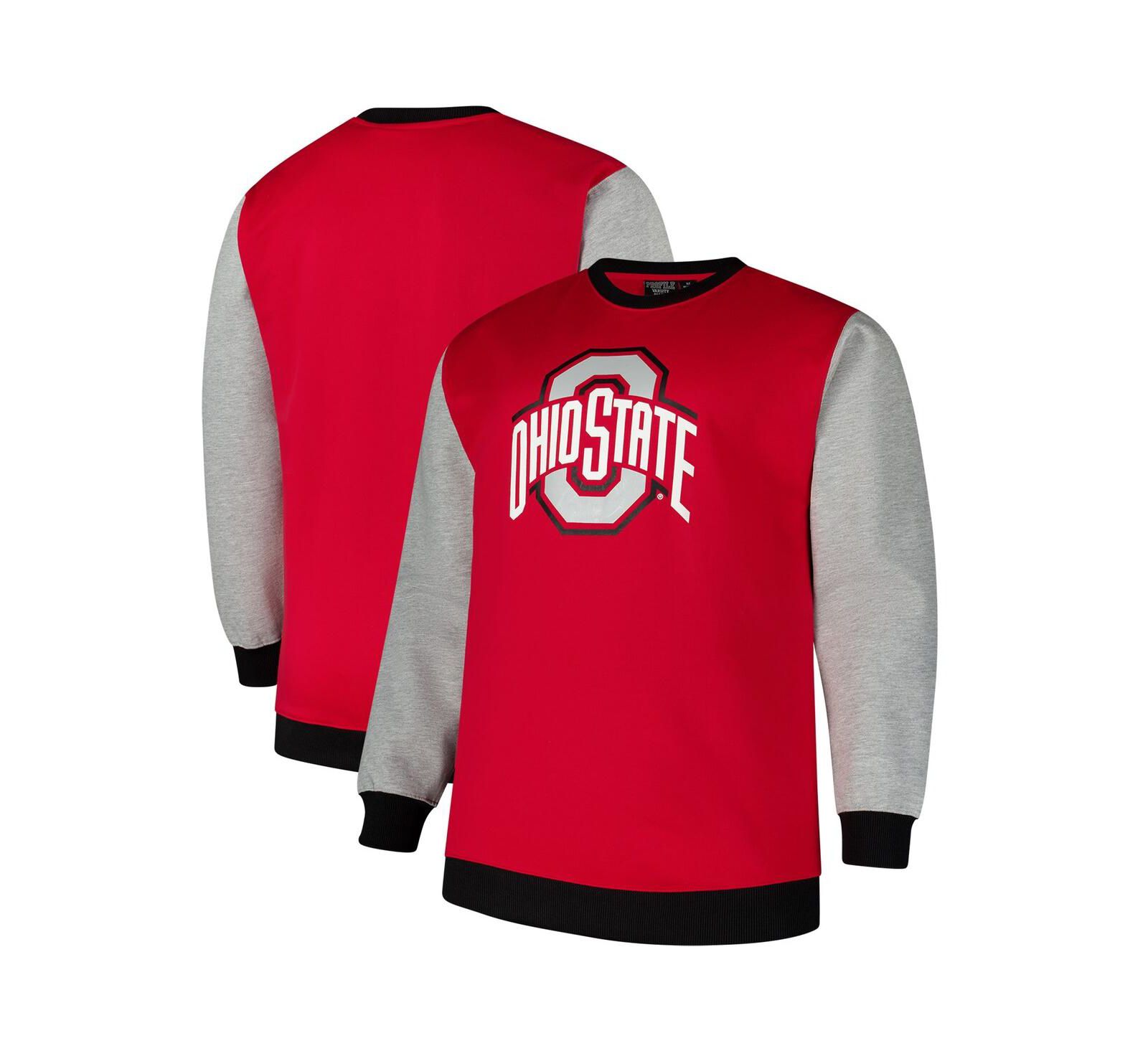 Мужская толстовка Fanatics Ohio State Buckeyes с контрастными рукавами, Big & Tall