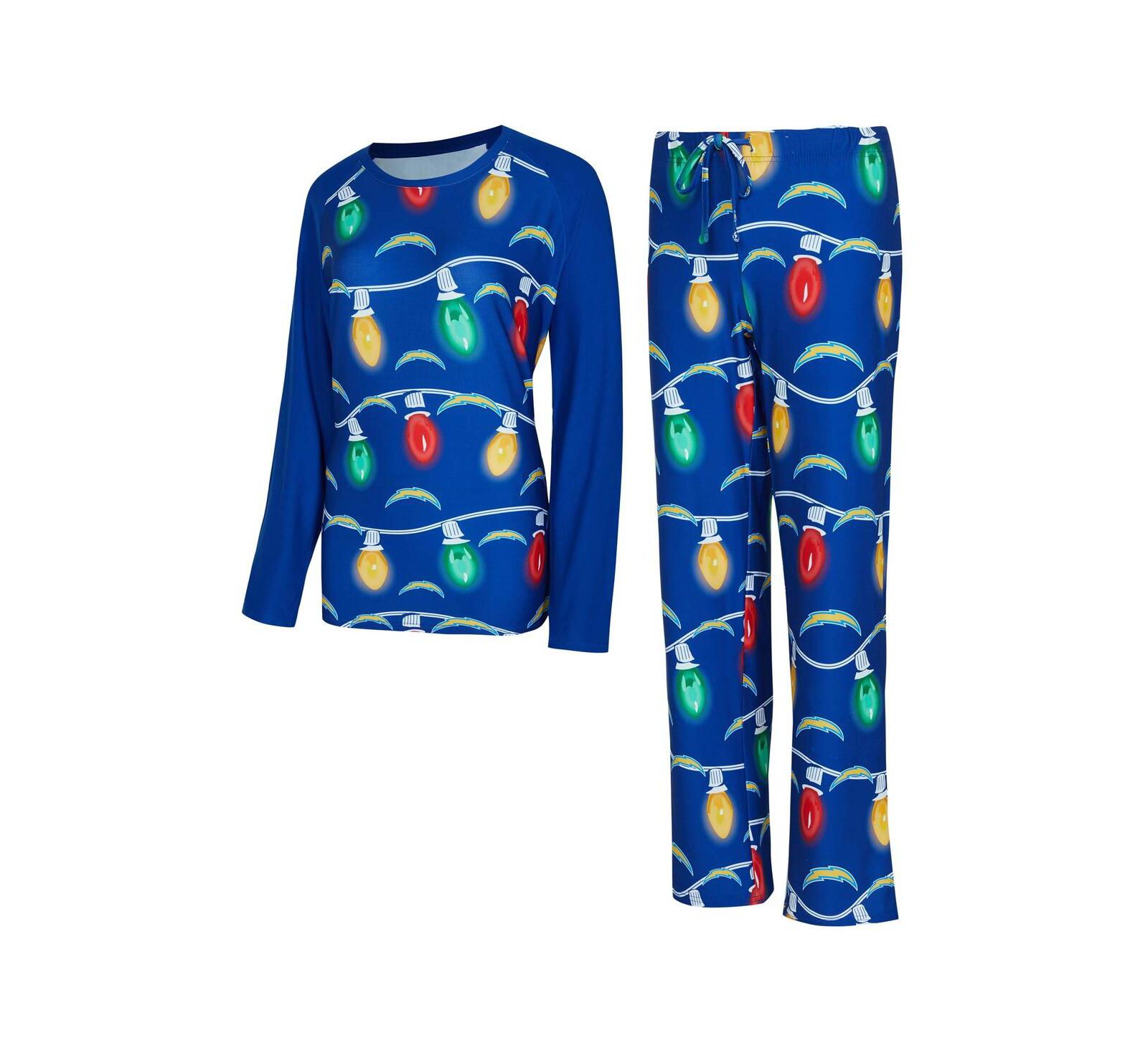 Concepts Sport Women's Los Angeles Chargers Garland Knit Raglan Long Sleeve T-Shirt Pants Set