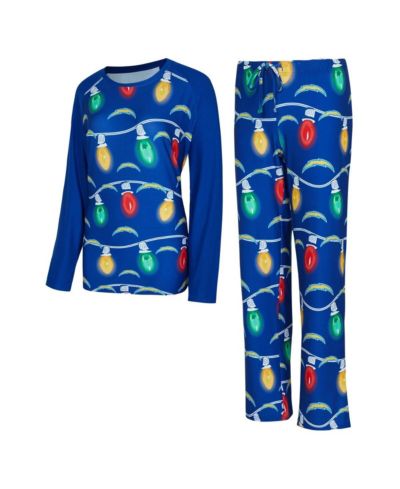Женский комплект Concepts Sport Los Angeles Chargers Garland Knit Raglan Long Sleeve T-Shirt Pants