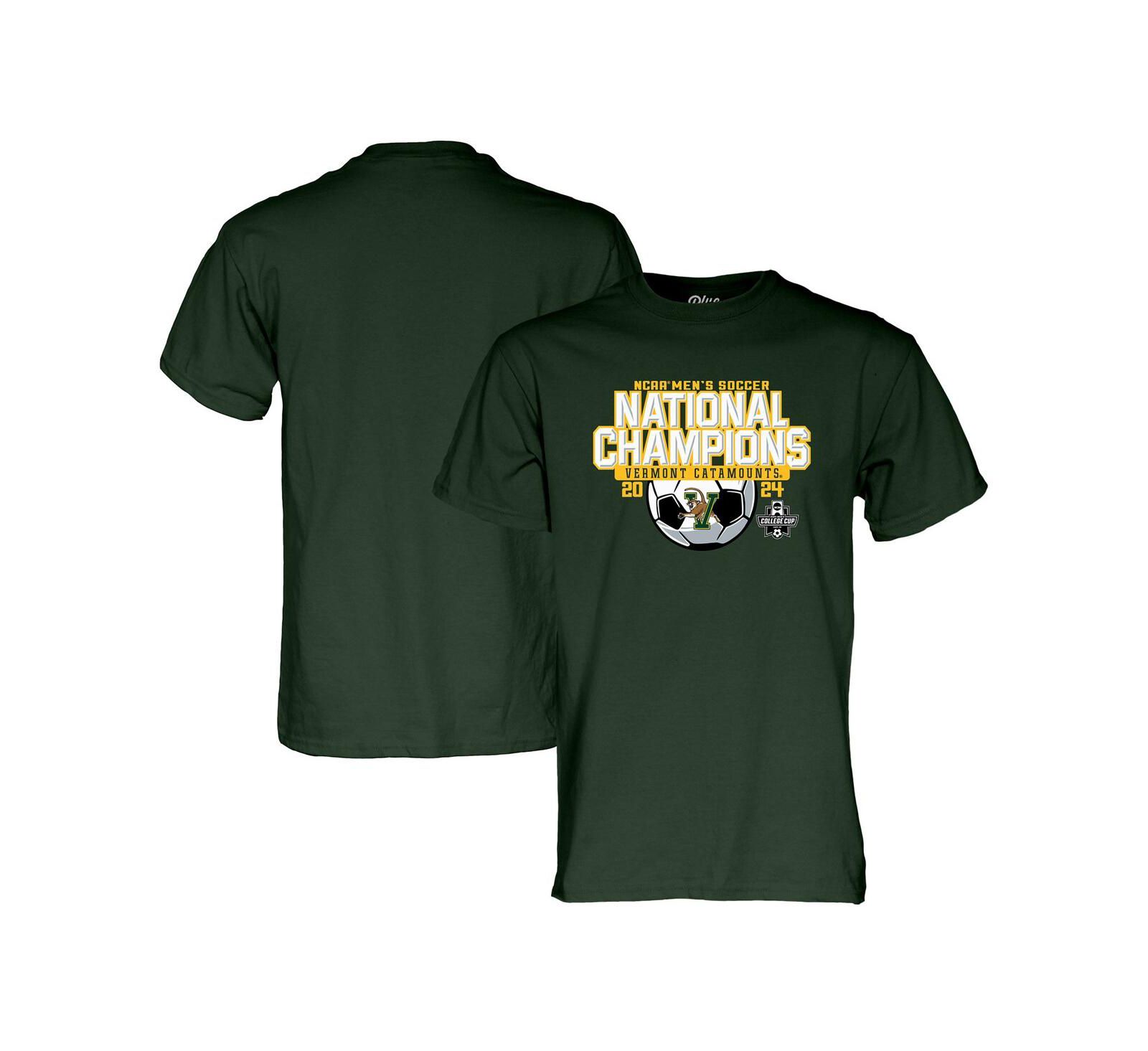 Мужская футболка Blue 84 Green Vermont Catamounts 2024 NCAA Men's Soccer National Champions