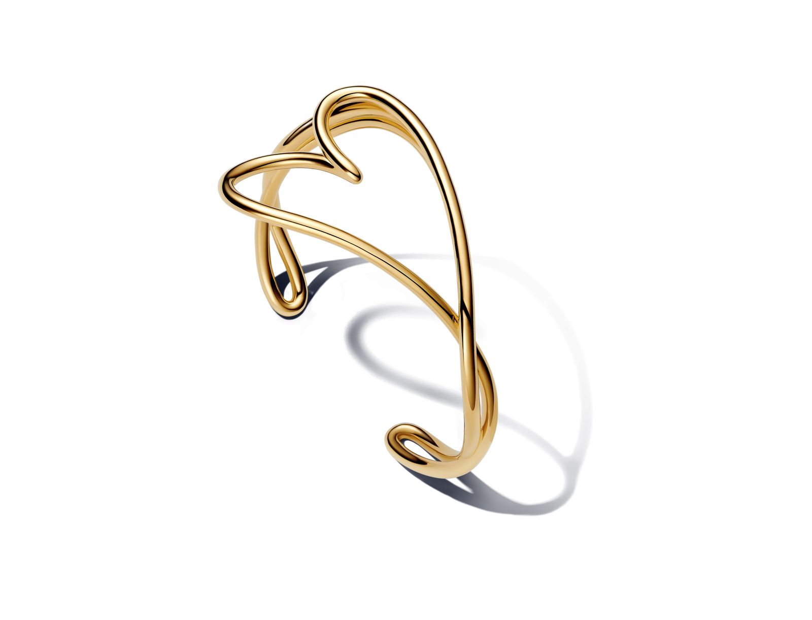 Pandora Gold Plated Heart Shaped Bangle Bracelet