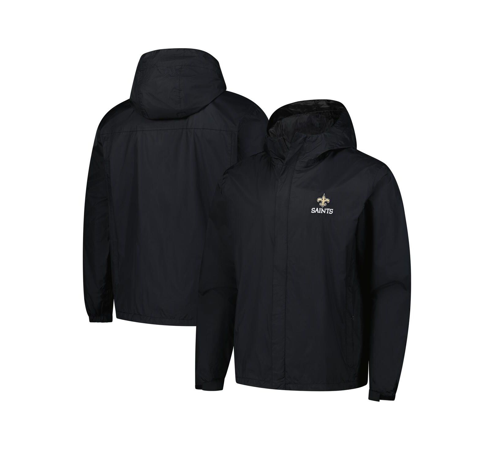 Dunbrooke Men's Black New Orleans Saints Tropic Waterproof Packable Full-Zip Hoodie Jacket