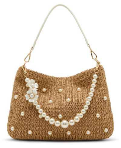 Betsey Johnson Большая сумка хобо из соломы с культивированным жемчугом