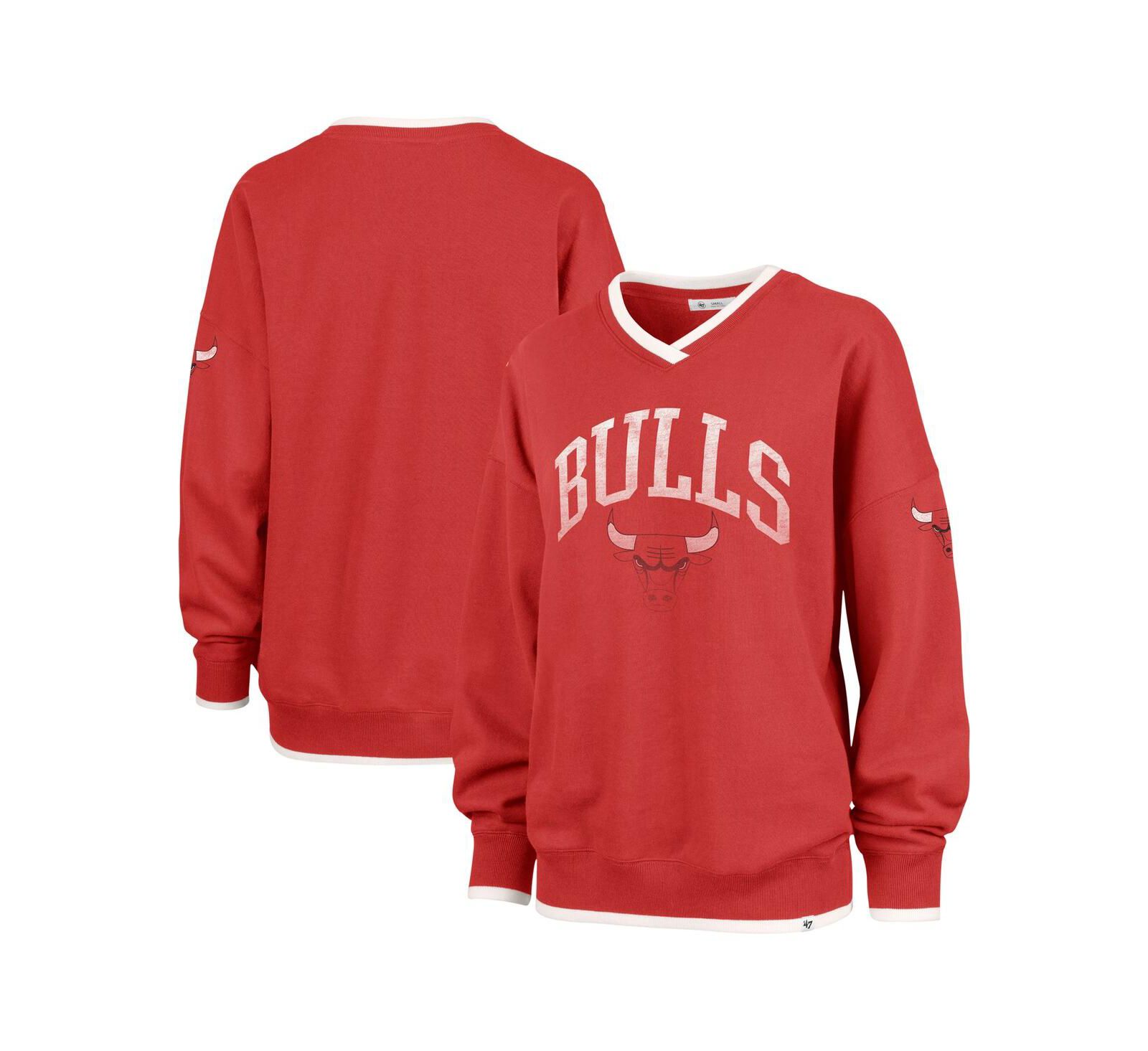 '47 Brand Women's Red Chicago Bulls Rise Pack Daze '80s Oversized Pullover Sweatshirt