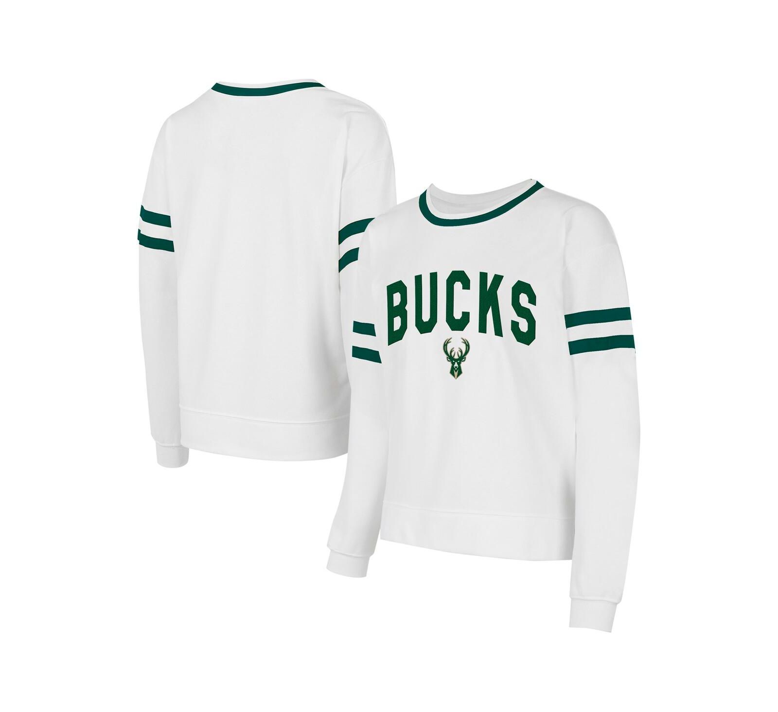 Concepts Sport Women's White Milwaukee Bucks Borough Pullover Sweatshirt