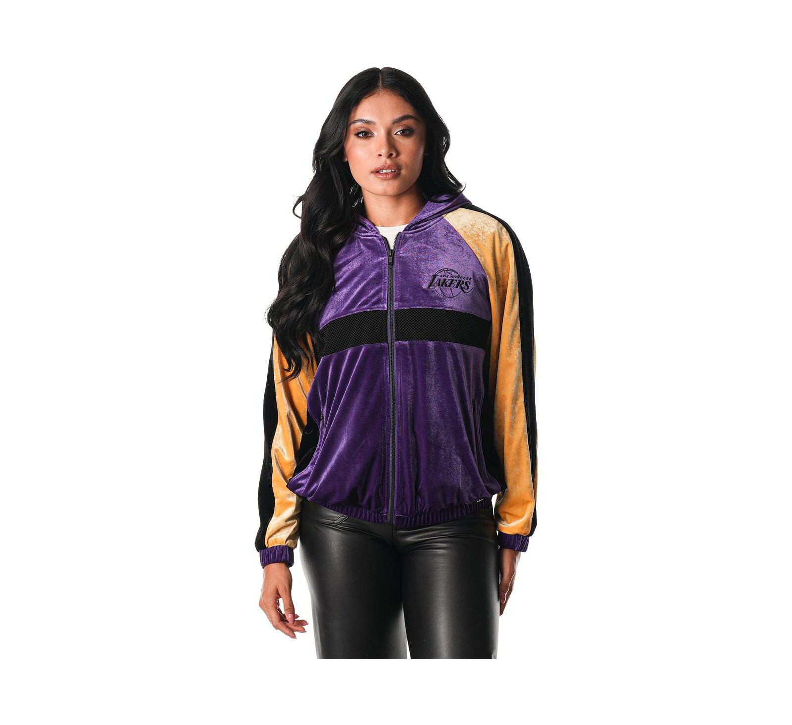 The Wild Collective Женское худи на молнии Los Angeles Lakers Velour, фиолетовое