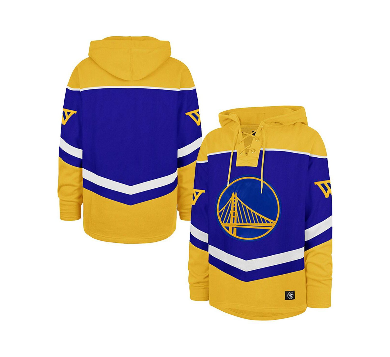 Мужское худи оверсайз '47 Brand Royal Golden State Warriors Tri-Satin Layup Lacer Pullover