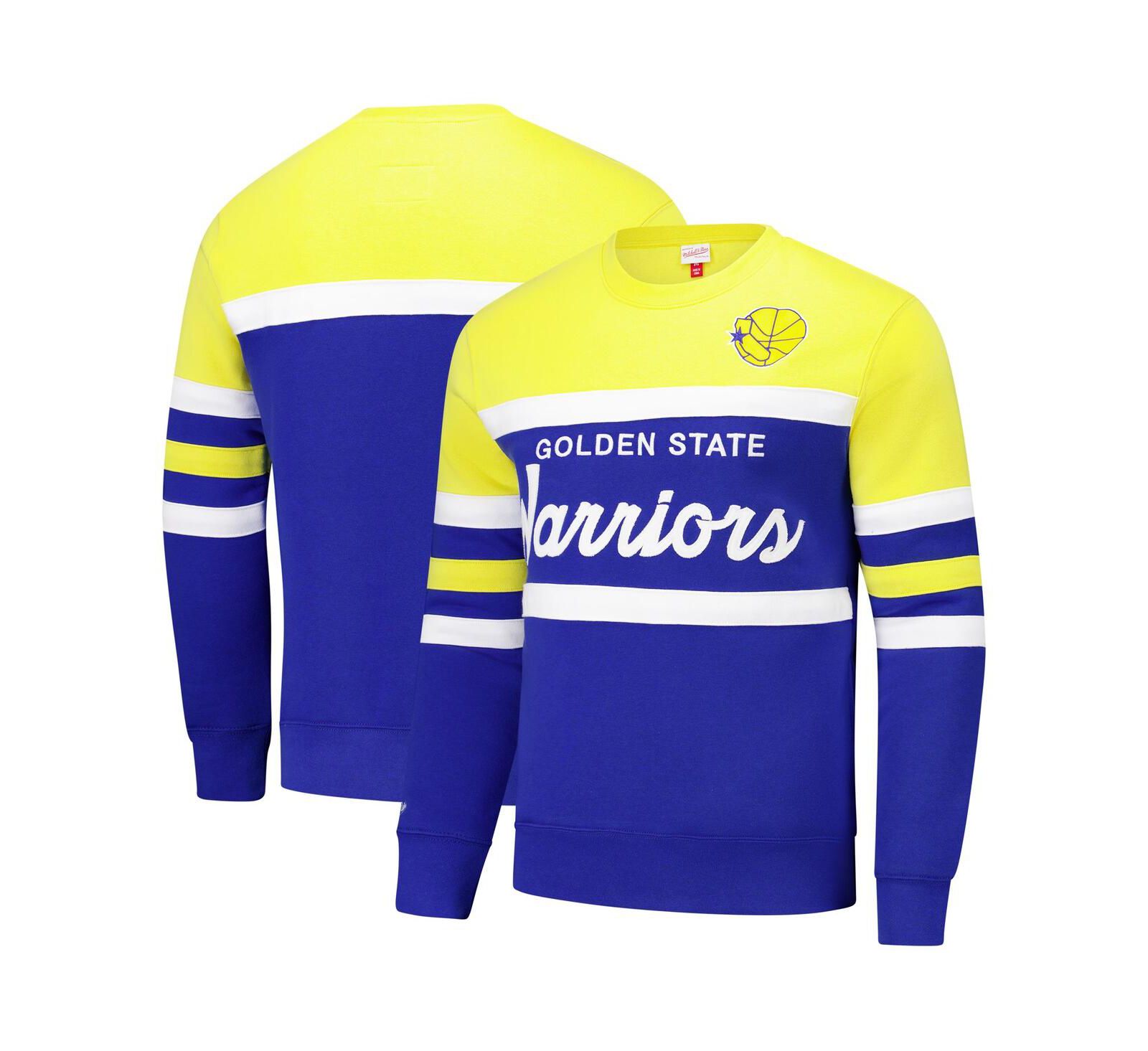 Mitchell & Ness Мужской Royal/Gold Golden State Warriors Hardwood Classics Vintage Logo Head Coach Pullover Sweatshirt