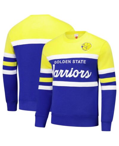 Mitchell & Ness Мужской Royal/Gold Golden State Warriors Hardwood Classics Vintage Logo Head Coach Pullover Sweatshirt