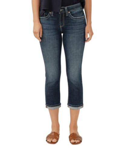 Silver Jeans Co. Women's Suki Mid Rise Curvy Fit Capri Jeans
