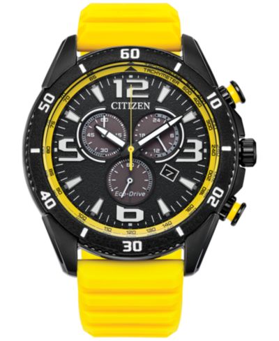 Мужские часы Citizen Sport Casual Brycen Yellow Silicone Strap 44.8mm