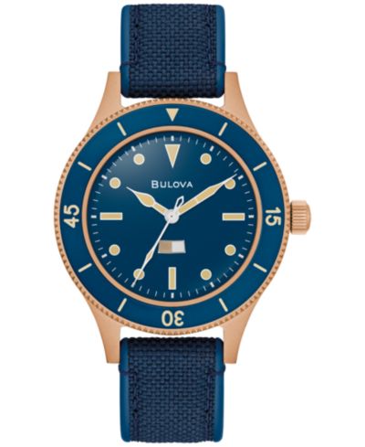 Bulova 150th Anniversary Men's Automatic MIL-SHIPS Blue Nylon Strap Watch 41mm