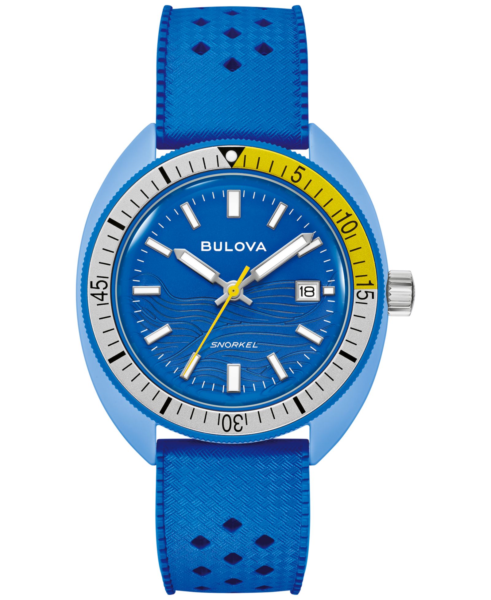 Bulova Men's Snorkel Blue HNBR Rubber Strap Watch 41mm