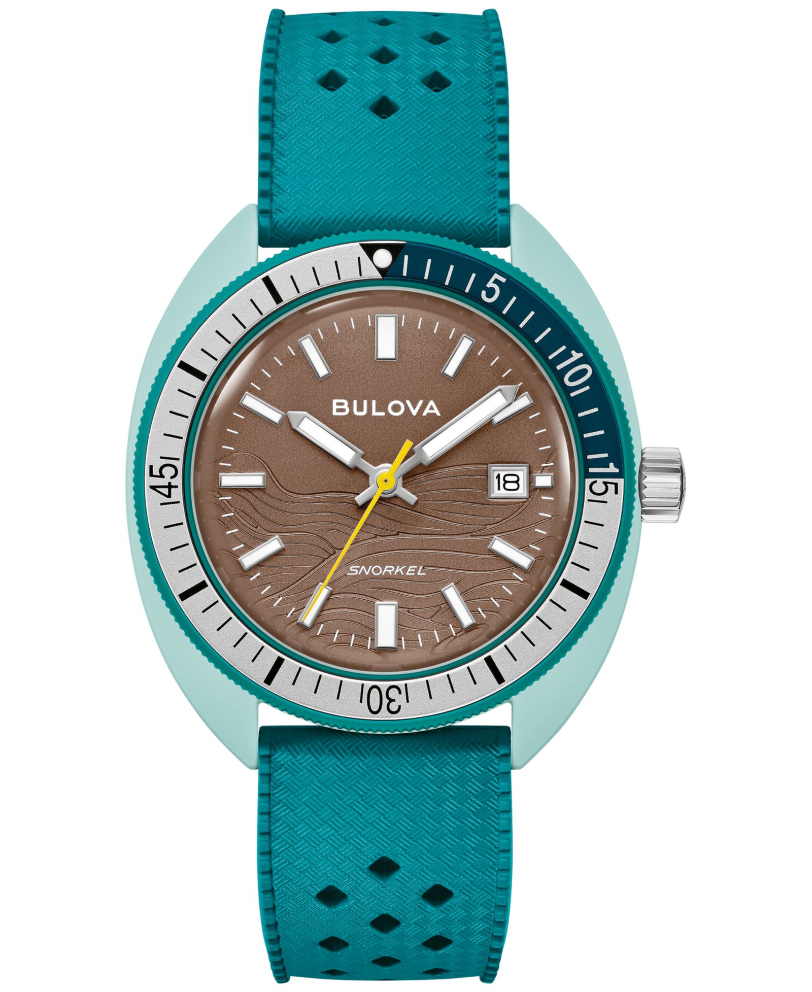 Bulova Men's Snorkel Green HNBR Rubber Strap Watch 41mm