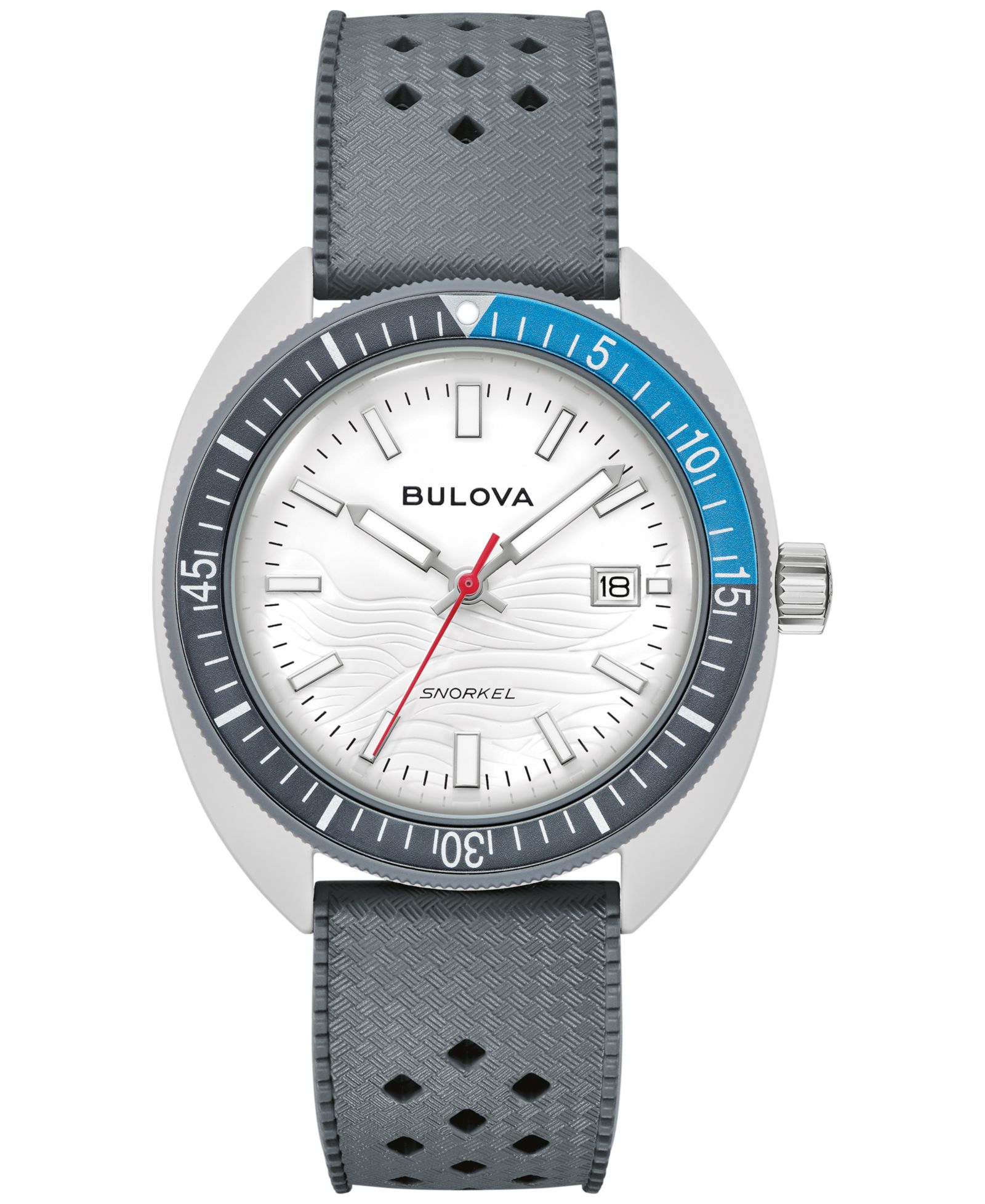 Мужские часы Bulova Snorkel с ремешком из серой резины HNBR 41mm