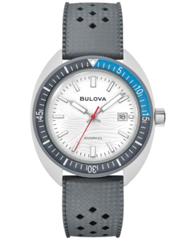 Мужские часы Bulova Snorkel с ремешком из серой резины HNBR 41mm