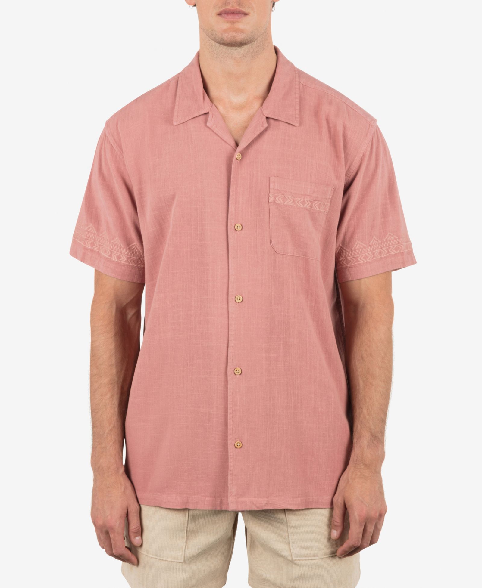 Hurley Men's Laguna Camp Embroidered Short Sleeve Shirt