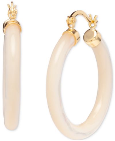 Серьги-кольца Macy's Mother-of-Pearl Tubular Medium в 18k Gold-Plated Sterling Silver, 1-1/8"