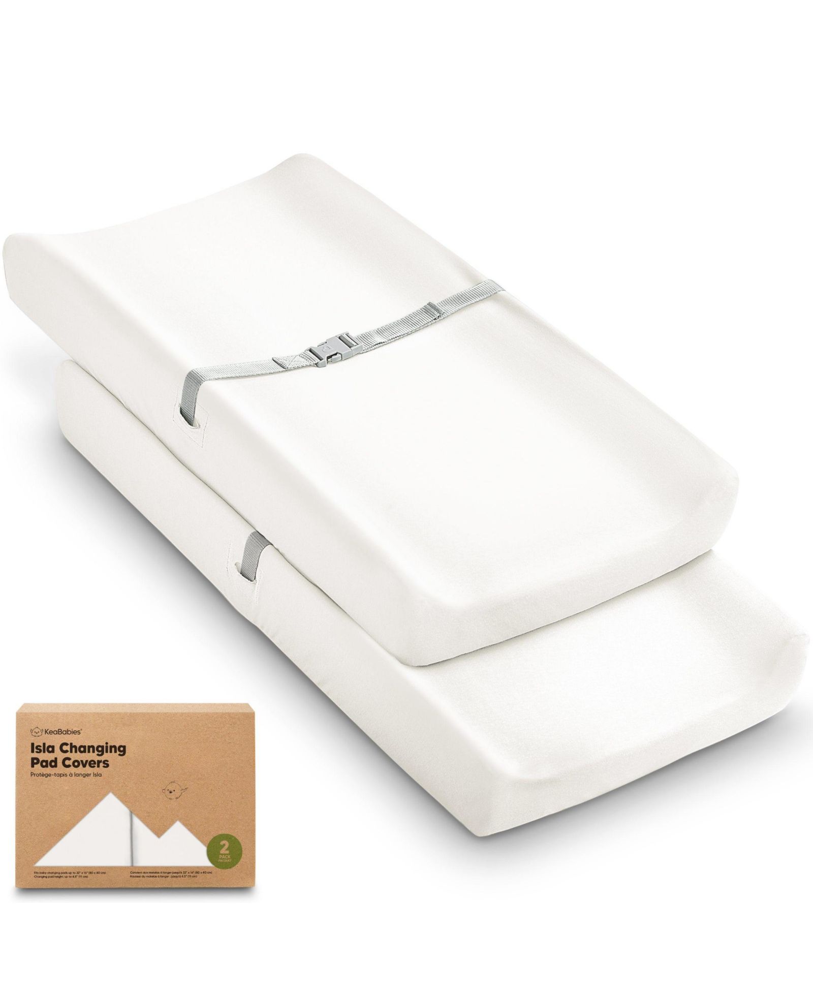 KeaBabies 2pk Isla Changing Pad Covers for Girl, Boy, Soft Contoured Diaper Changing Table Pad Cover Sheets Neutral