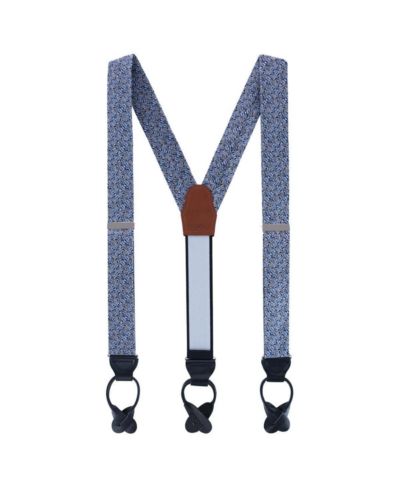 TRAFALGAR Men's Benito's Blue Basket Weave Pattern Silk Button End Suspenders