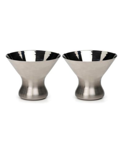 RSVP International Stemless Stainless Steel Martini Glasses, Set of 2