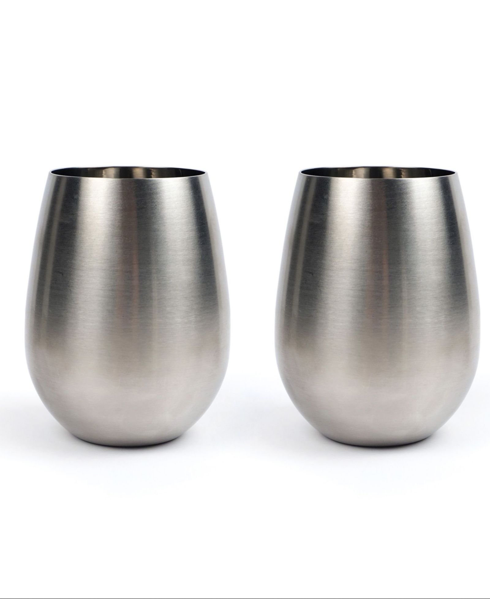 RSVP International Stemless Stainless Steel Wine Glasses, Set of 2