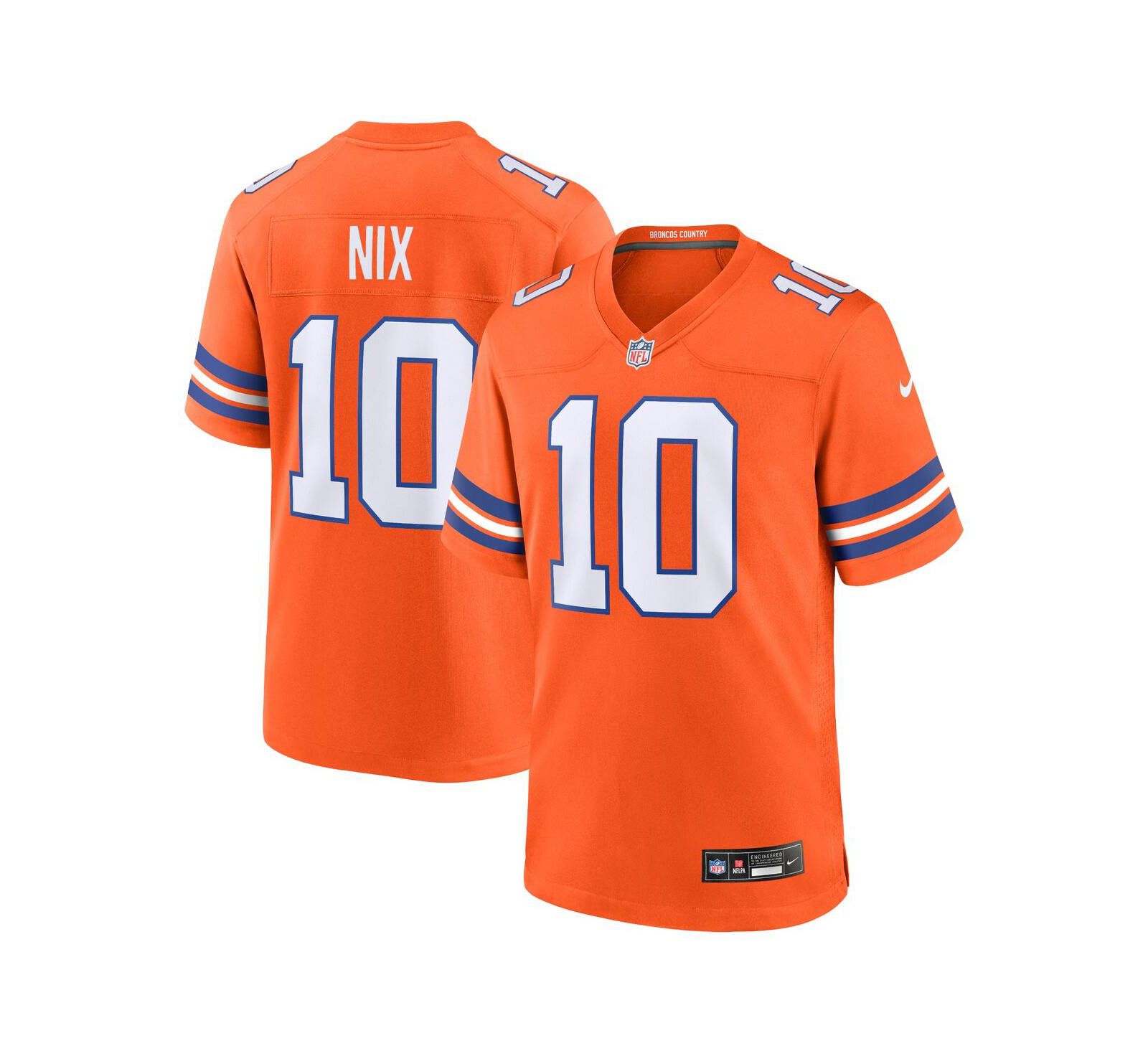Мужская джерси Nike Bo Nix Denver Broncos Mile High Collection 1977 Throwback Player Game