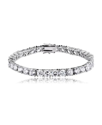 Genevive Modern Sterling Silver 5MM CZ Round Prong Set Tennis Bracelet