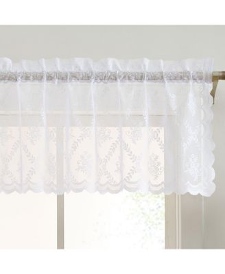 Короткая занавеска HLC.ME Isabella Floral Rod Pocket Lace Semi Sheer Voile, 54 x 18 Inch Length (White Valance)