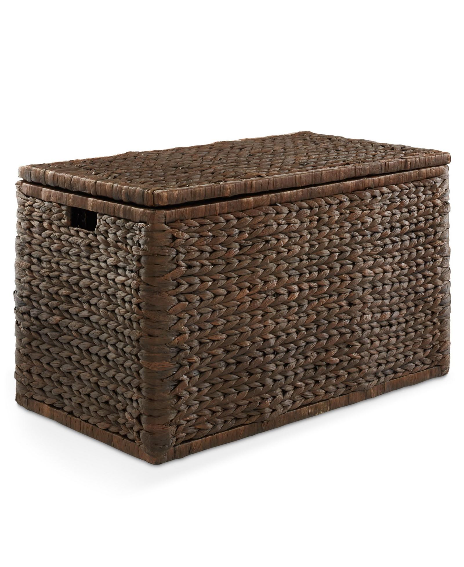 Casafield 30" Storage Chest with Lid, Handles, Safety Hinge - Cinnamon Brown, Hyacinth Wicker Storage Trunk for Bedroom, Entry Way, Living Room