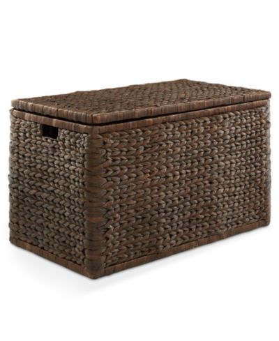 Casafield 30" Storage Chest with Lid, Handles, Safety Hinge - Cinnamon Brown, Hyacinth Wicker Storage Trunk for Bedroom, Entry Way, Living Room
