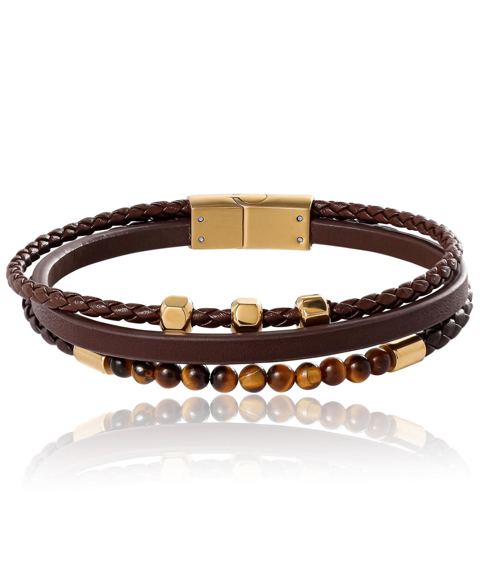 Lucky Brand браслет из стали 316L с тремя рядами шнура