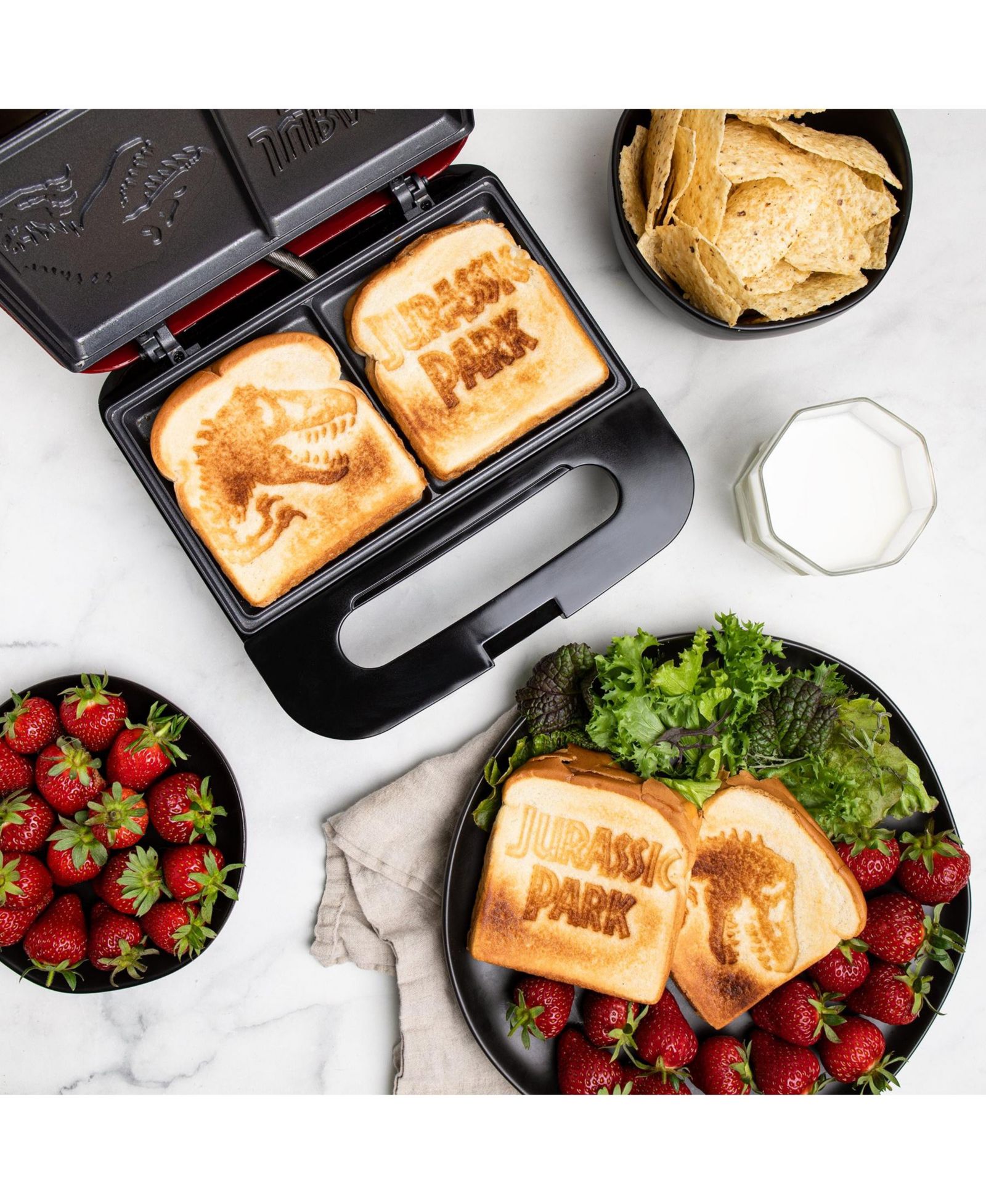 Uncanny Brands Jurassic Park Grilled Cheese Maker - Jurassic Park Kitchen Appliance