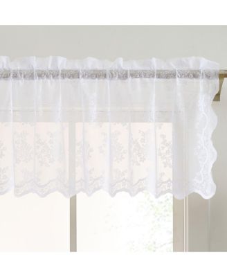 HLC.me короткая занавеска-валанс HLC.me Jolene Floral Lace Semi Sheer Voile для маленьких окон, кухни и ванной - 54 x 18 Inch (White Valance)