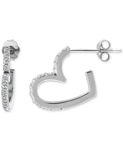 Серьги Giani Bernini Pave Cubic Zirconia Heart Shaped Half Hoop