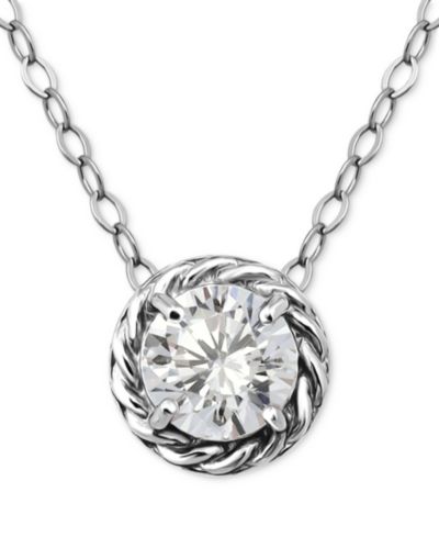 Giani Bernini 6MM Round Cubic Zirconia Necklace. 16" + 2" Extender. 18KT Gold over Sterling Silver. Created for Macy's