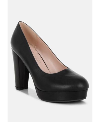 London Rag Women's Damsor Faux Leather Block Heel Pumps