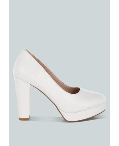 London Rag Women's Damsor Faux Leather Block Heel Pumps