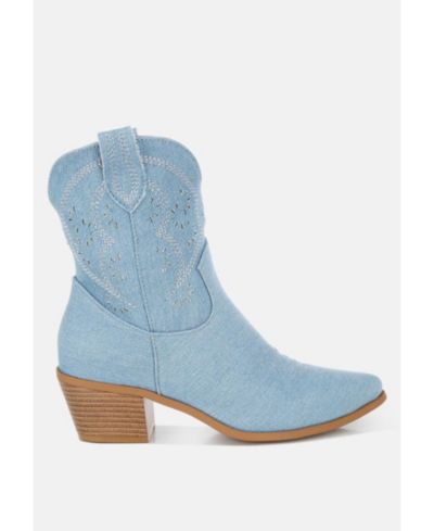 London Rag Women's Nigara Cut Out Detail Denim Cowboy Boots