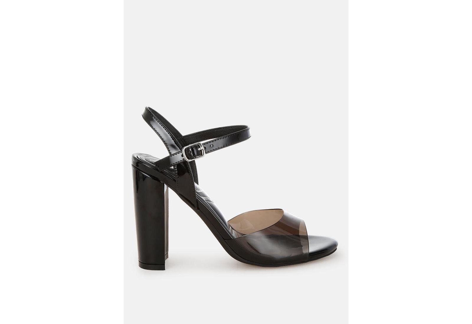 London Rag Women's Kessel Tinted Clear Strap Block Heel Sandals